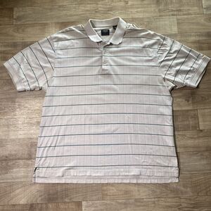 Izod Mens Shirt Short Sleeve Polo Size XXL Gray Striped 100% Cotton